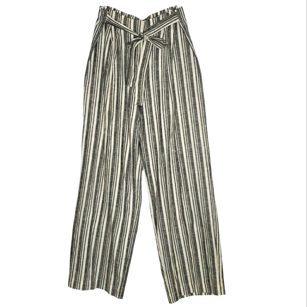 Laundry Linen Blnd Wide Leg Pant High Rise Nautical Preppy Trouser Transitional